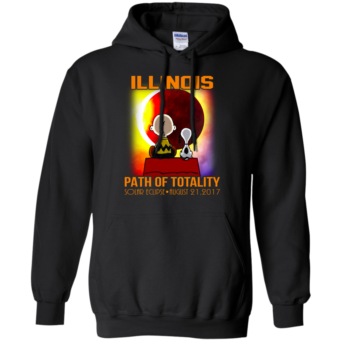 Snoopy and Charlie Brown - Illinois - Path Of Totality Solar Eclipse T-Shirt - TeeDragons