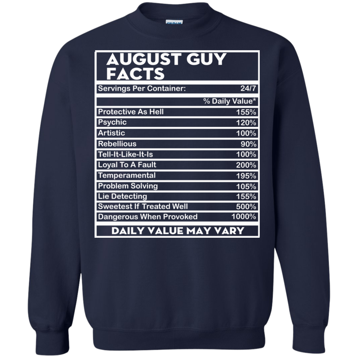August Guy Facts - Servings Per Container 24/7 Shirt, Hoodie - TeeDragons