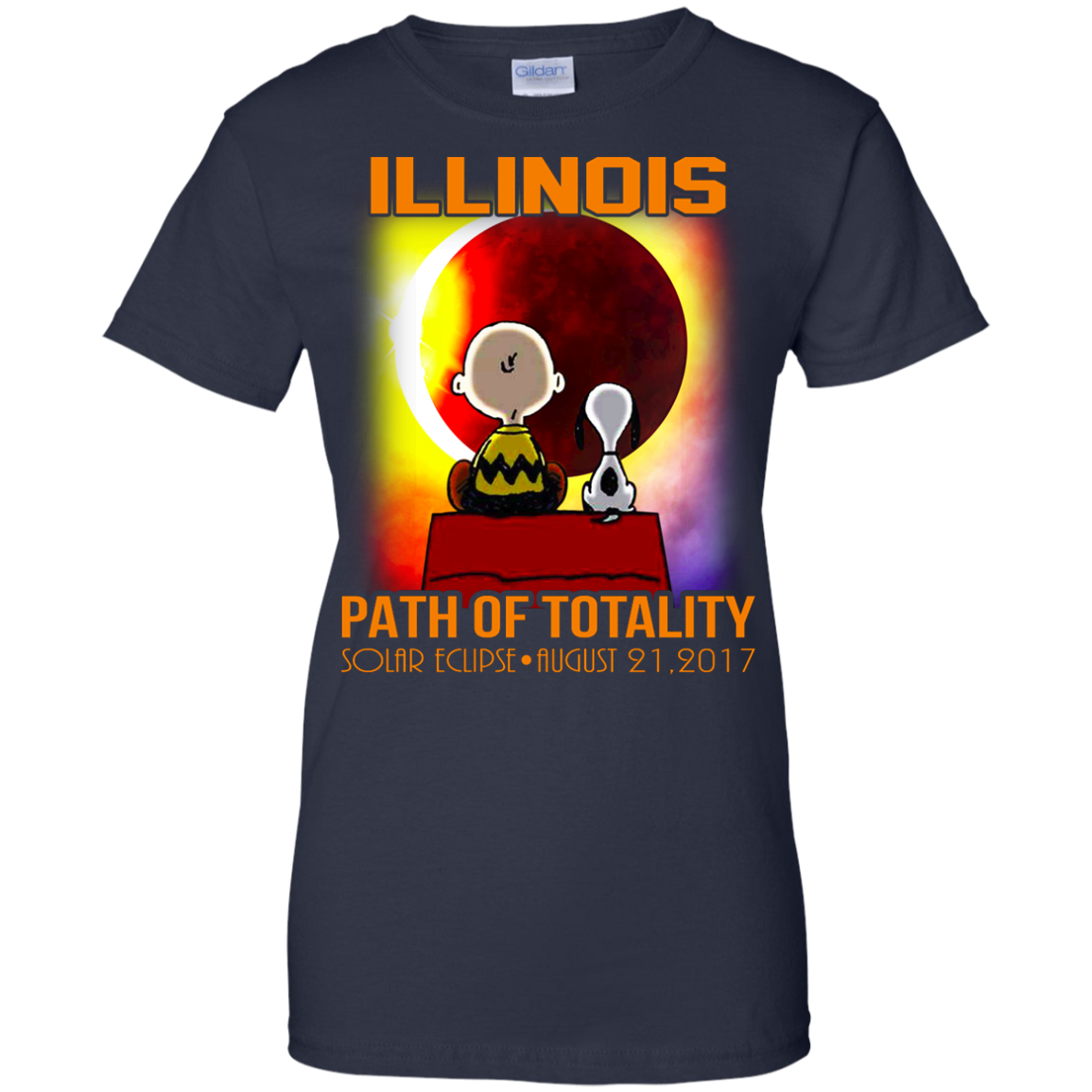 Snoopy and Charlie Brown - Illinois - Path Of Totality Solar Eclipse T-Shirt - TeeDragons