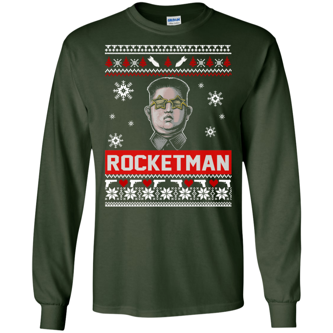 Kim Jong Un Rocketman Christmas Ugly Sweater - TeeDragons
