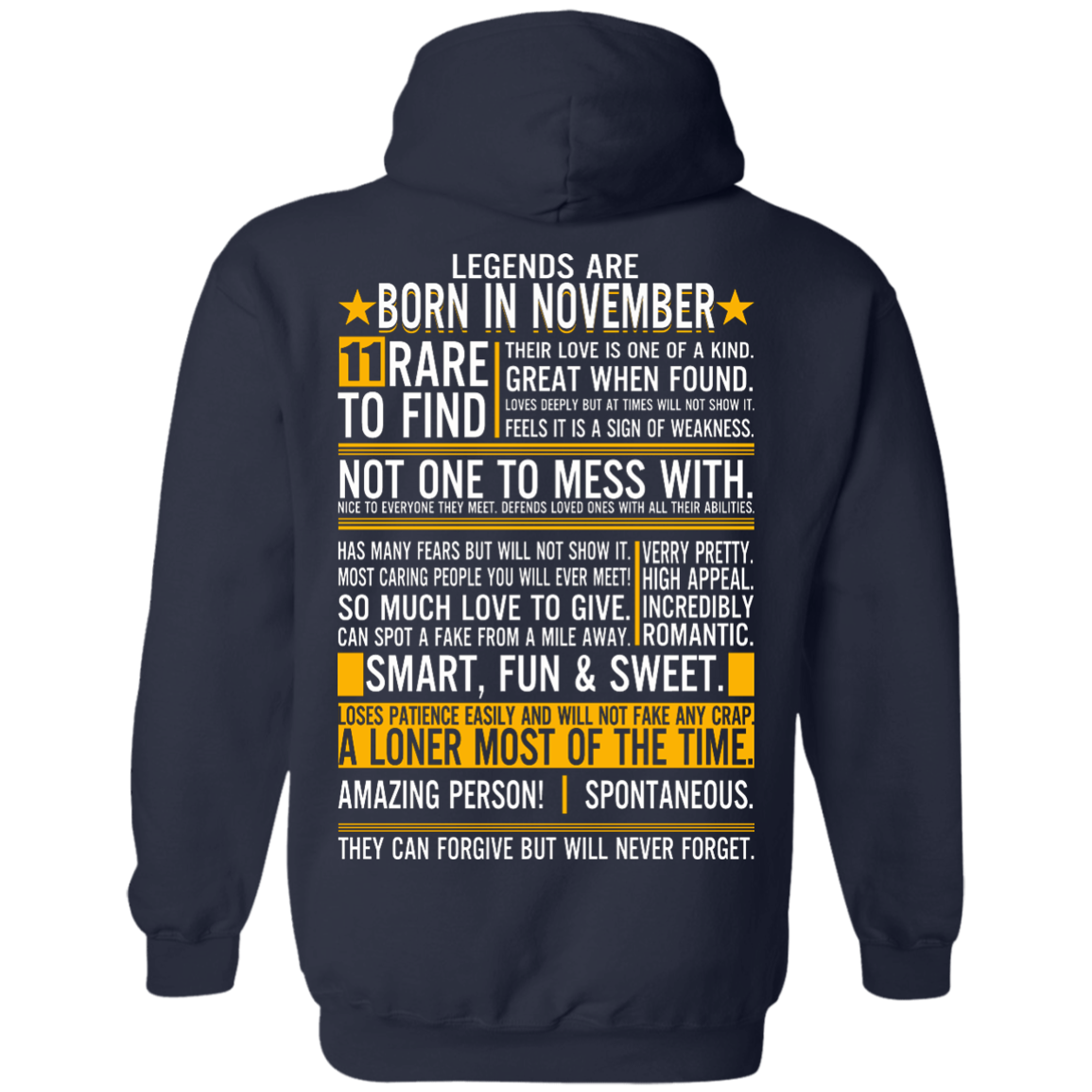 Legends Are Born In November - 11 Rare to Find Shirt - Back Design - TeeDragons