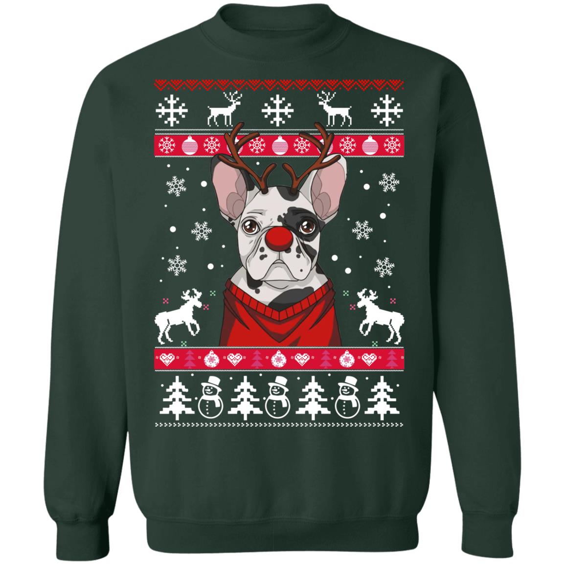 Bulldog With Antlers Christmas Sweater