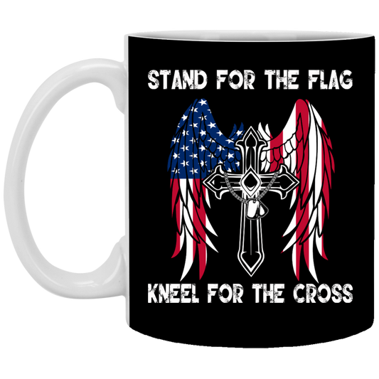 Stand For The Flag Kneel For The Cross Mugs - TeeDragons