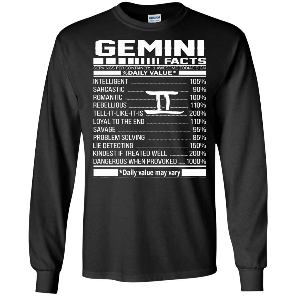 Gemini Facts - Awesome Zodiac Sign - %Daily Value Shirt, Hoodie, Tank - TeeDragons