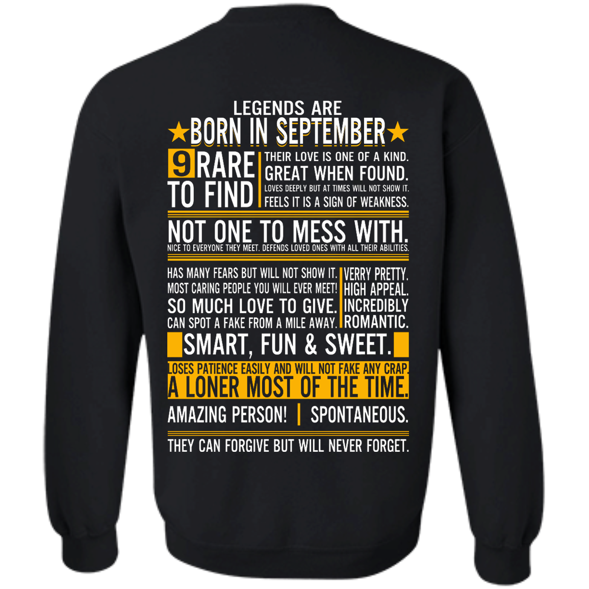 Legends Are Born In September - 9 Rare To Find Shirt - Back Design - TeeDragons