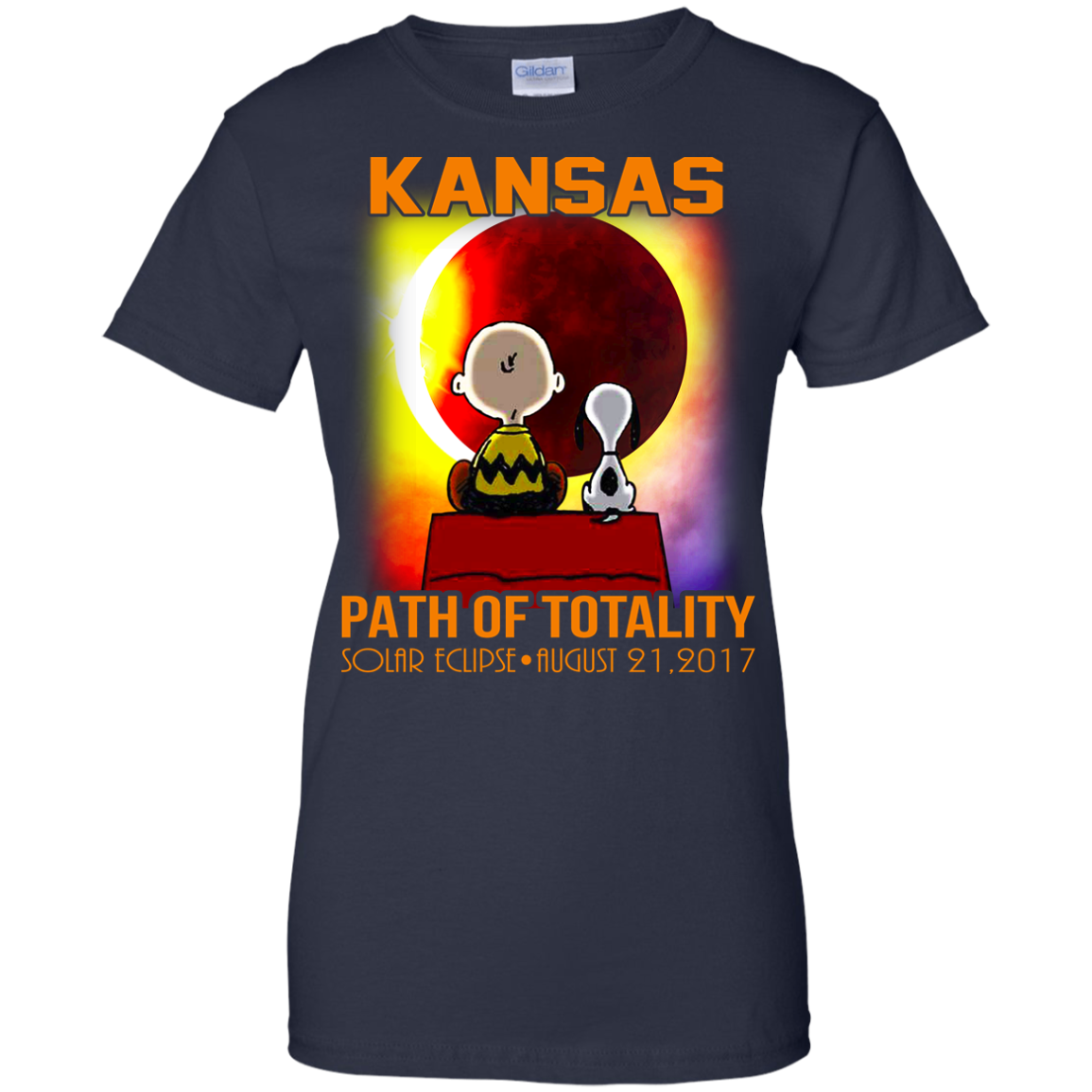 Snoopy and Charlie Brown - Kansas - Path Of Totality Solar Eclipse T-Shirt - TeeDragons