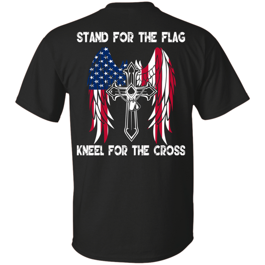 Stand For The Flag Kneel For The Cross T-Shirt - Back Design - TeeDragons