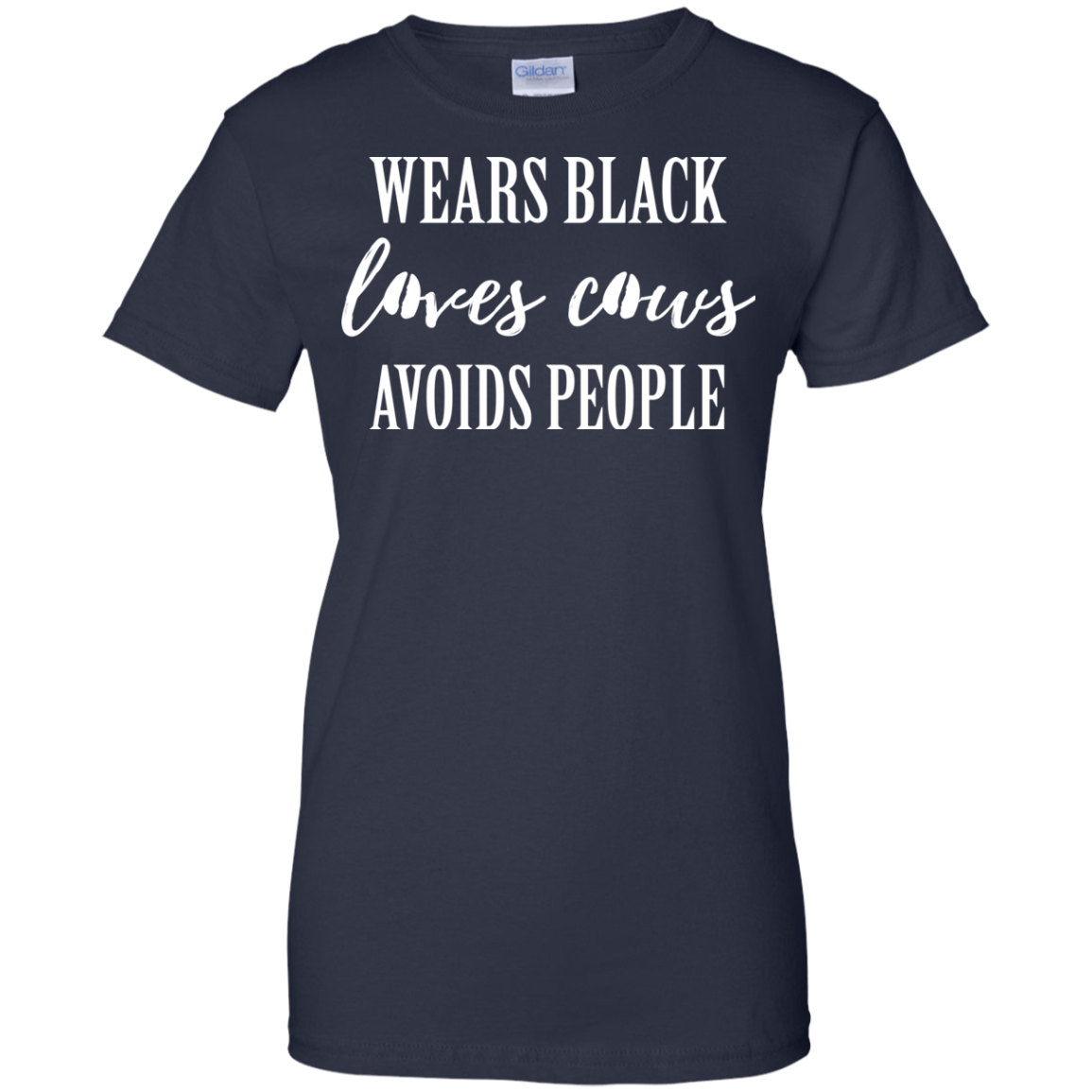 Wears Black Loves Cows Avoids People Shirt - TeeDragons