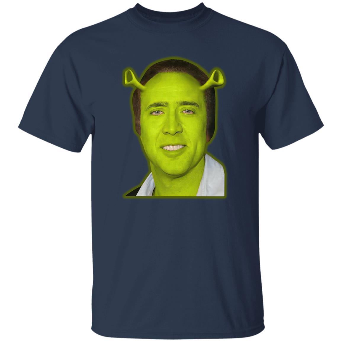 Shrek And Nicolas Cage Face Shirt