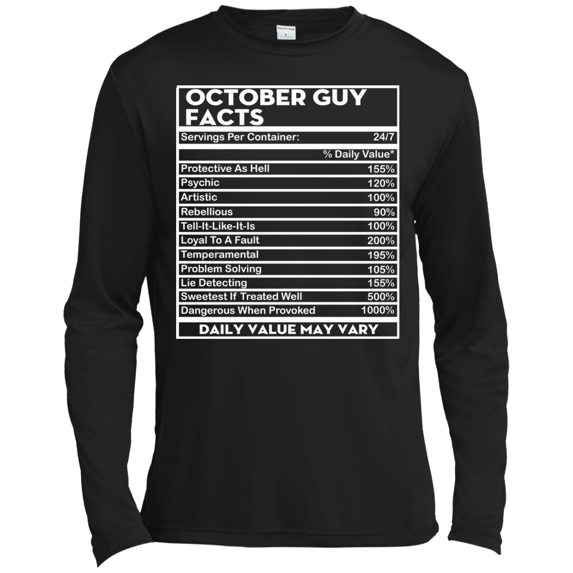 October Guy Facts - Servings Per Container 24/7 Shirt, Hoodie - TeeDragons