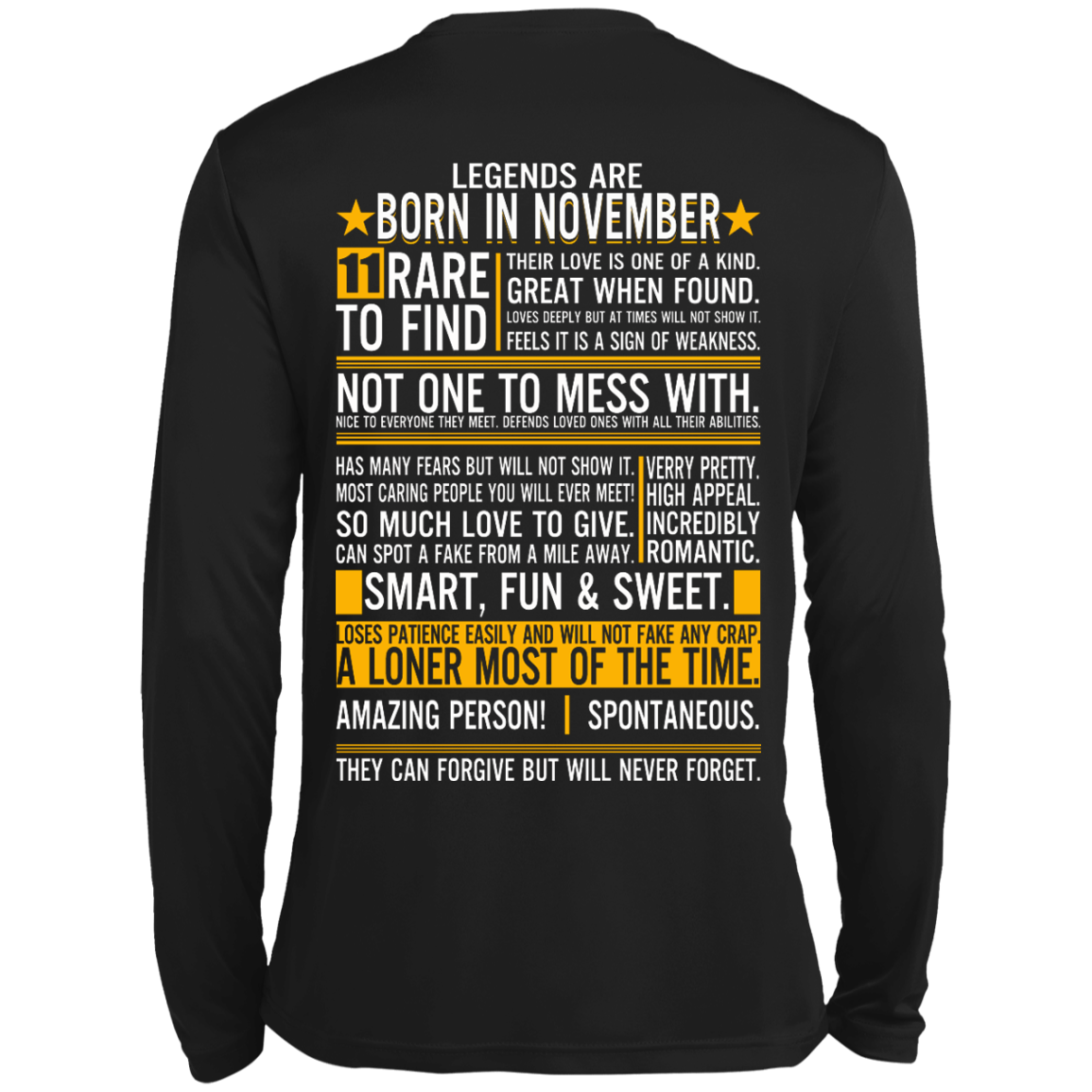 Legends Are Born In November - 11 Rare to Find Shirt - Back Design - TeeDragons