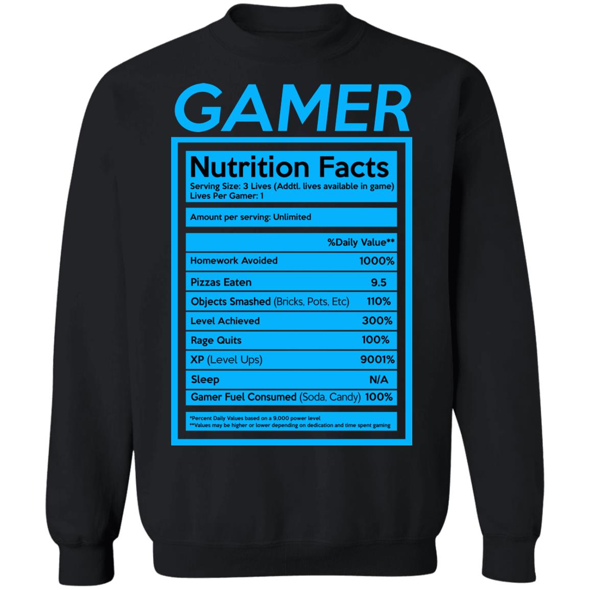 Gamer Nutrition Facts Shirt