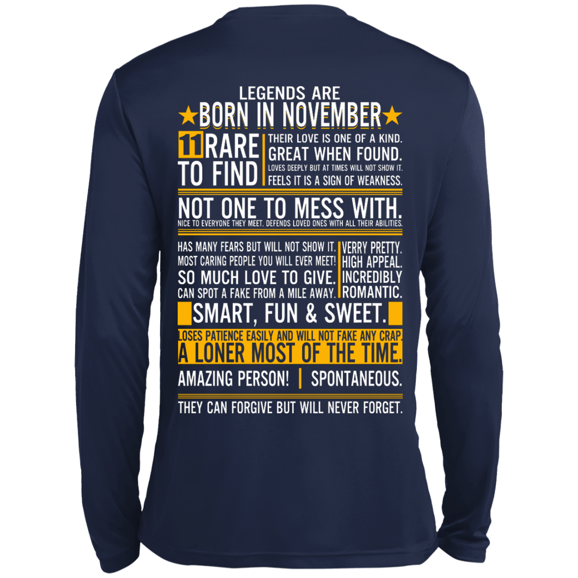 Legends Are Born In November - 11 Rare to Find Shirt - Back Design - TeeDragons