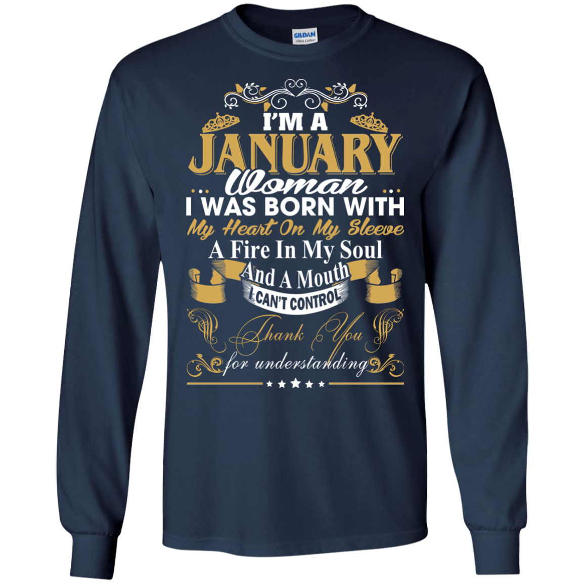 I Am A January Woman - I Was Born With My Heart On My Sleeve T-Shirt - TeeDragons