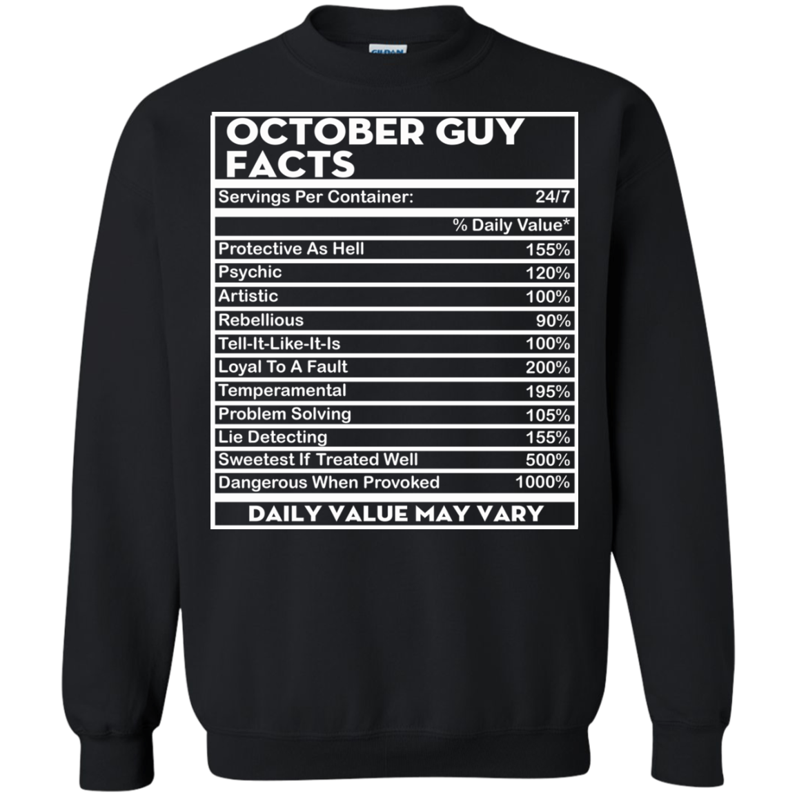 October Guy Facts - Servings Per Container 24/7 Shirt, Hoodie - TeeDragons