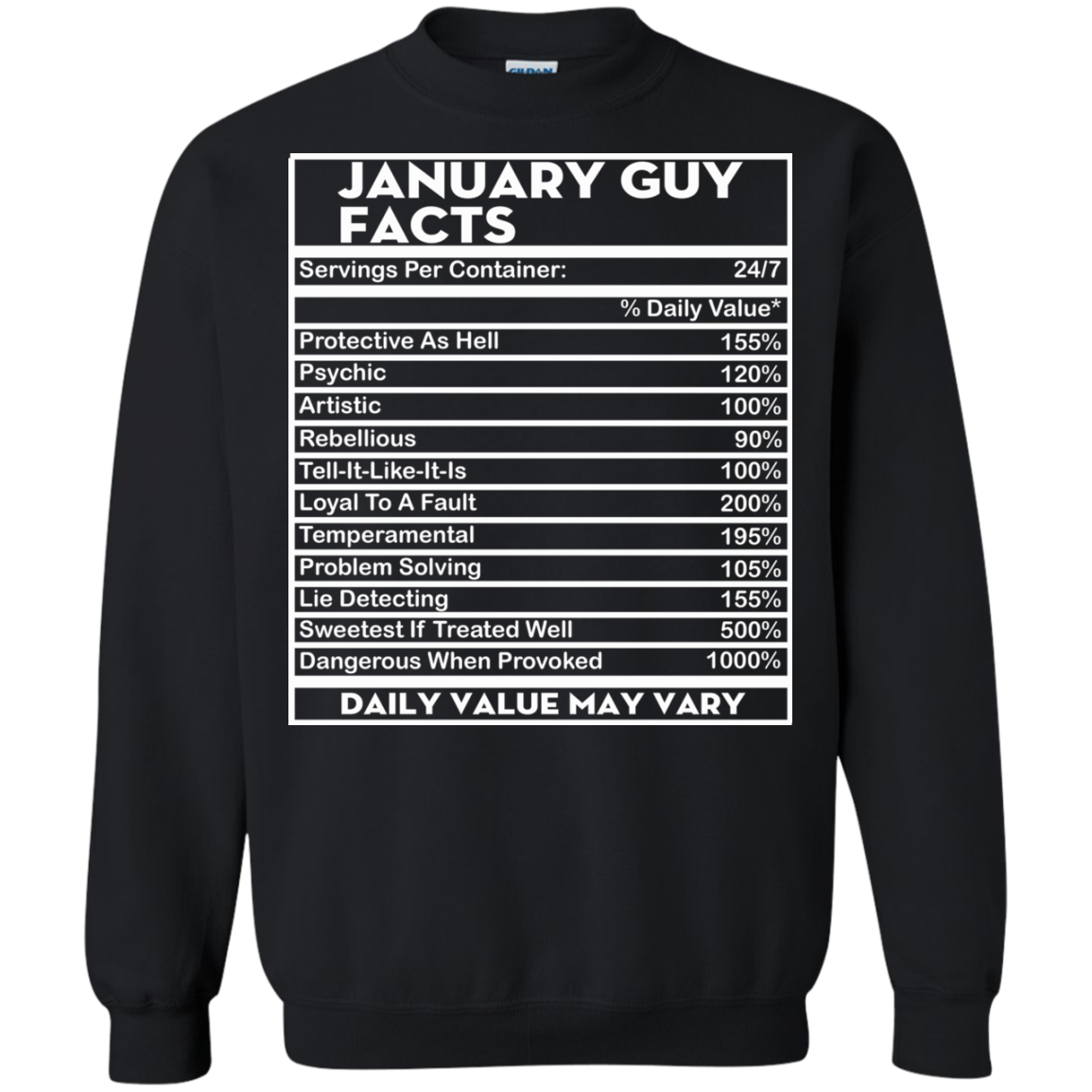 January Guy Facts - Servings Per Container 24/7 Shirt, Hoodie - TeeDragons
