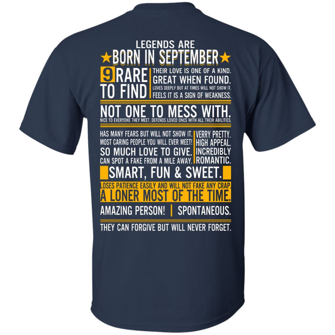 Legends Are Born In September - 9 Rare To Find Shirt - Back Design - TeeDragons