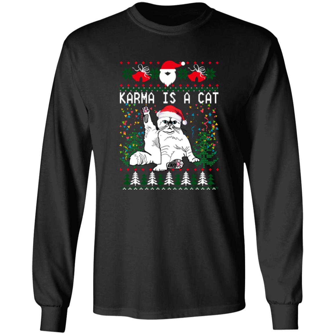 Karma Is A Cat Christmas Sweater