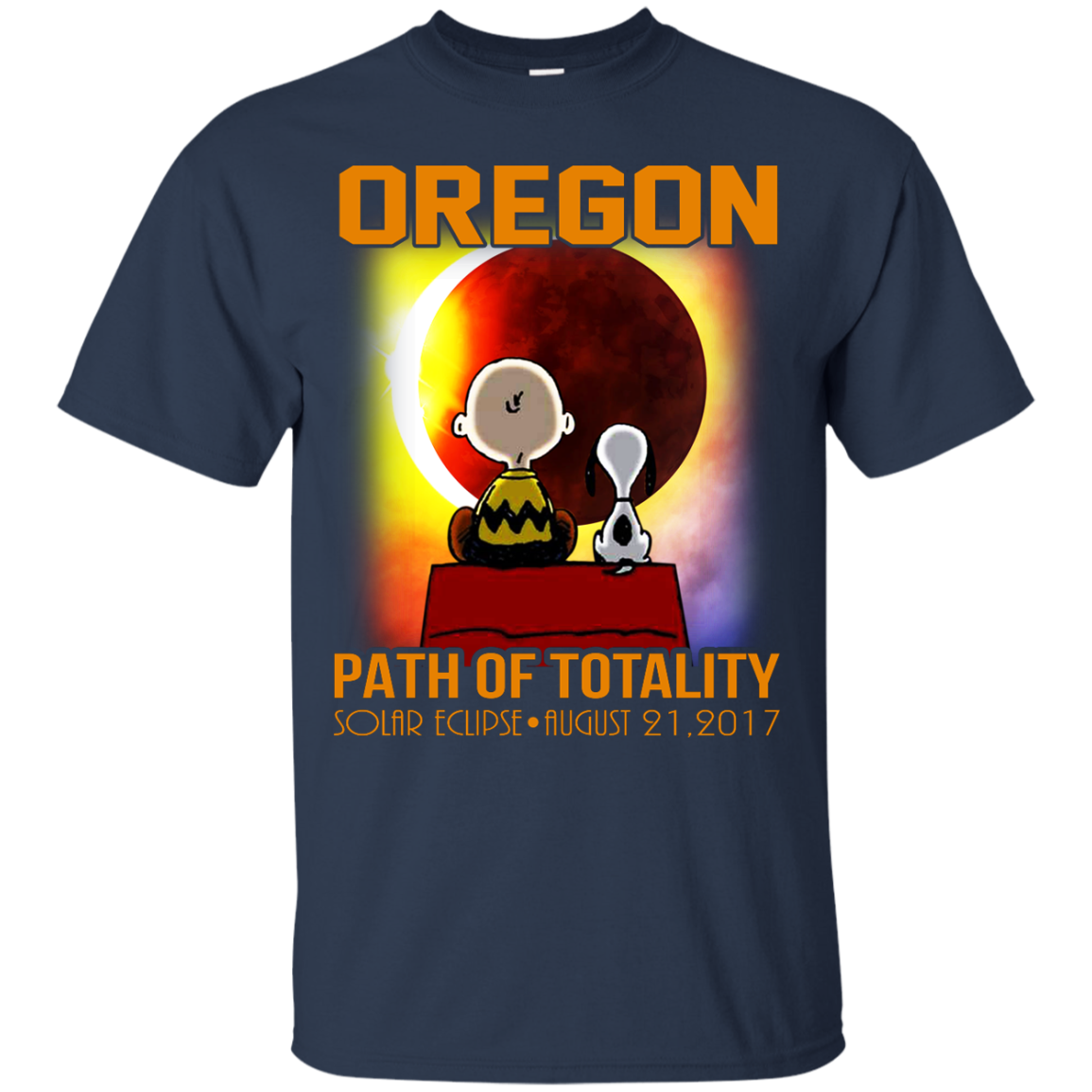 Snoopy and Charlie Brown - Oregon - Path Of Totality Solar Eclipse T-Shirt - TeeDragons