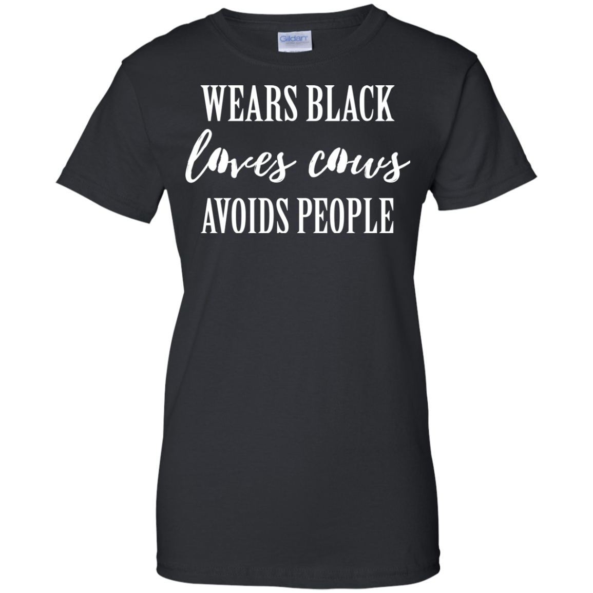 Wears Black Loves Cows Avoids People Shirt - TeeDragons