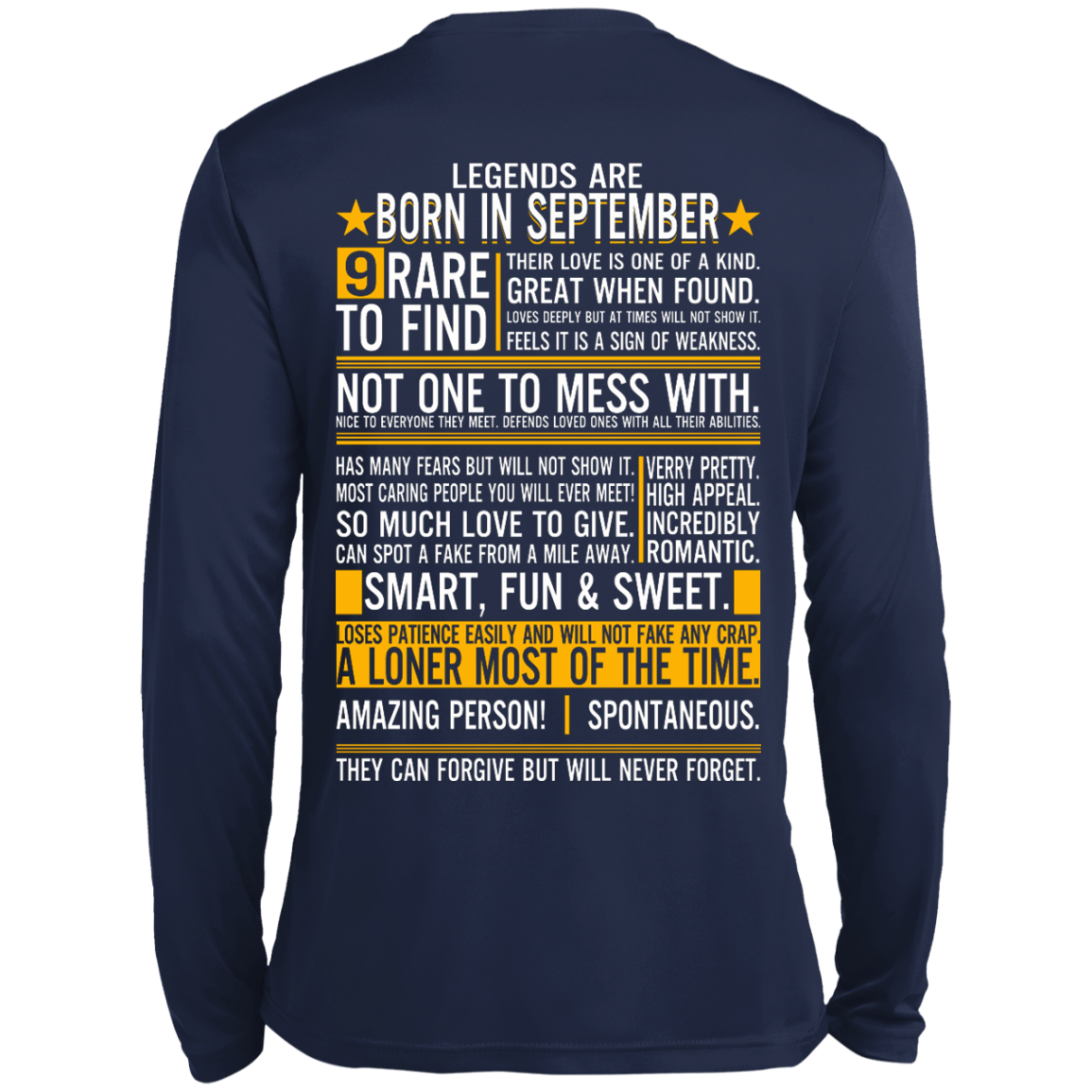 Legends Are Born In September - 9 Rare To Find Shirt - Back Design - TeeDragons