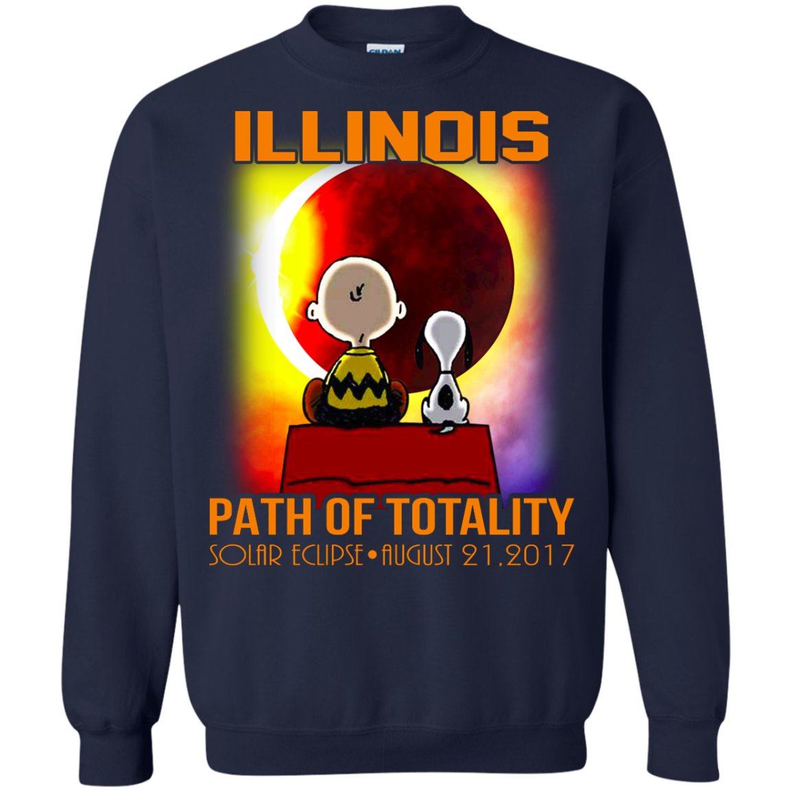 Snoopy and Charlie Brown - Illinois - Path Of Totality Solar Eclipse T-Shirt - TeeDragons