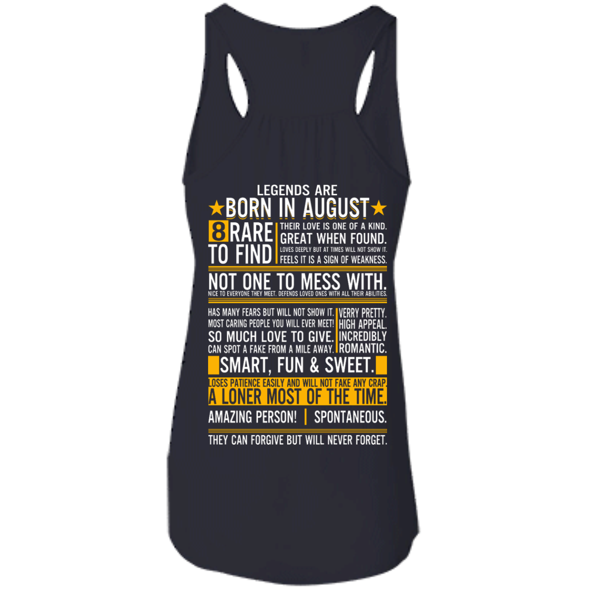 Legends Are Born In August - 8 Rare To Find Shirt - Back Design - TeeDragons