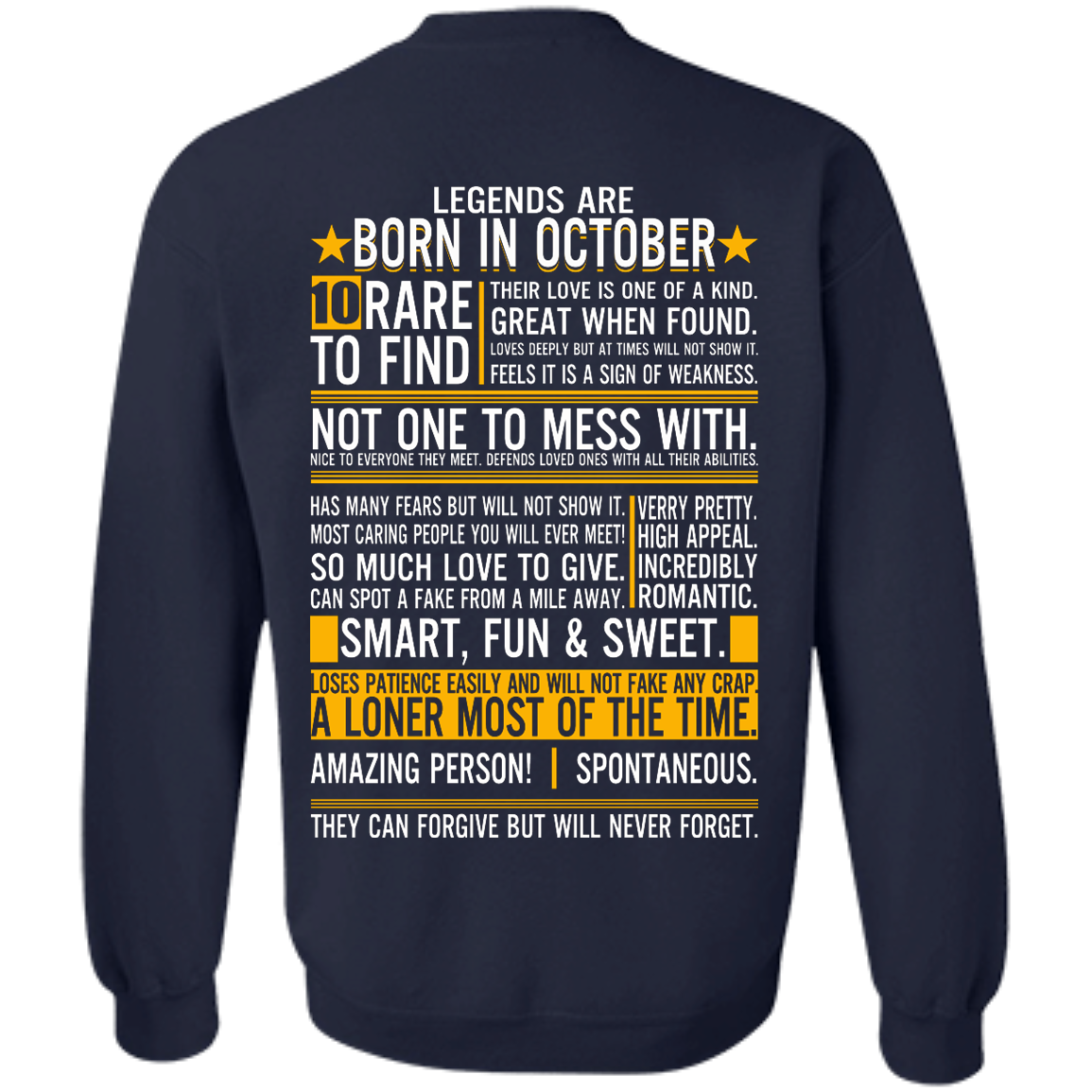 Legends Are Born In October - 10 Rare To Find Shirt - Back Design - TeeDragons