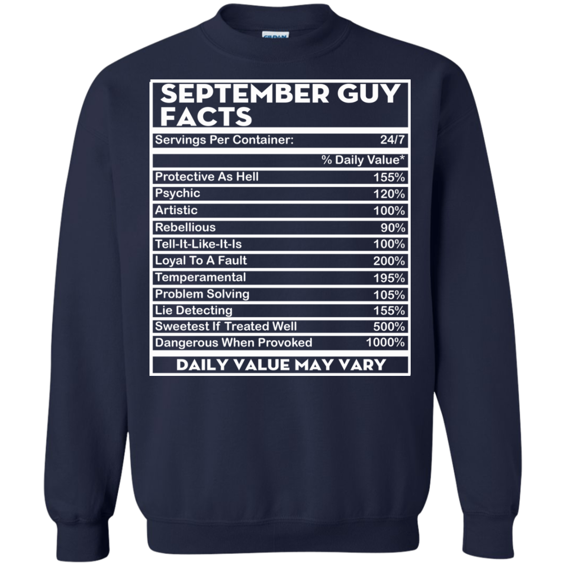 September Guy Facts - Servings Per Container 24/7 Shirt, Hoodie - TeeDragons