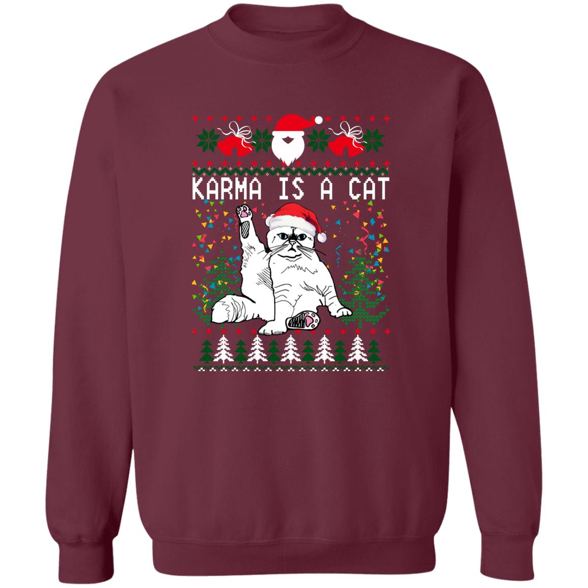 Karma Is A Cat Christmas Sweater